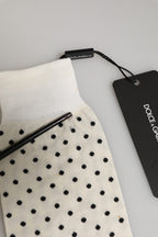Off White Cotton Polka Dot Mid Calf Accessory Socks
