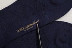 Navy Blue Wool Crest Logo Knee High Accessory Socks