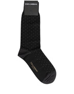 Men Black Cotton Polka Dot Mid Calf Accessory Socks