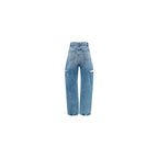 Blue Cotton Straight-Leg Jeans