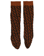 Brown Black Nylon DG Logo Mid Calf Accessory Socks