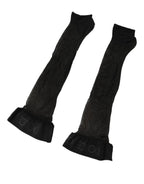 Black Nylon Logo Calf Long Women Accessory Socks