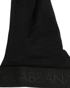 Black Nylon Logo Calf Long Women Accessory Socks