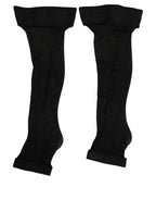 Black Nylon Logo Calf Long Women Accessory Socks
