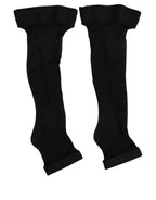 Black Nylon Logo Calf Long Women Accessory Socks