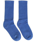 Blue Cotton Ribbed Mid Calf Women Accessory Socks