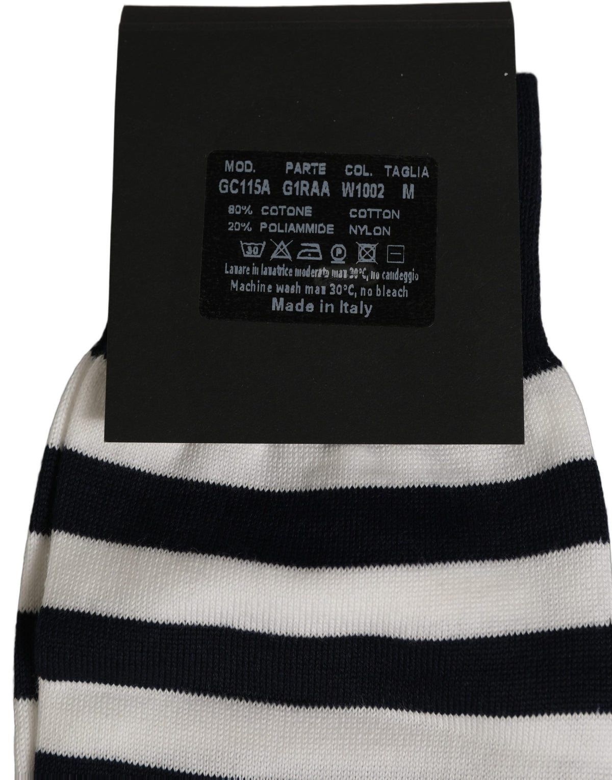 Black White Stripes Cotton Mid Calf Accessory Socks