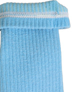 Light Blue Cotton Ribbed Mid Calf Accessory Socks