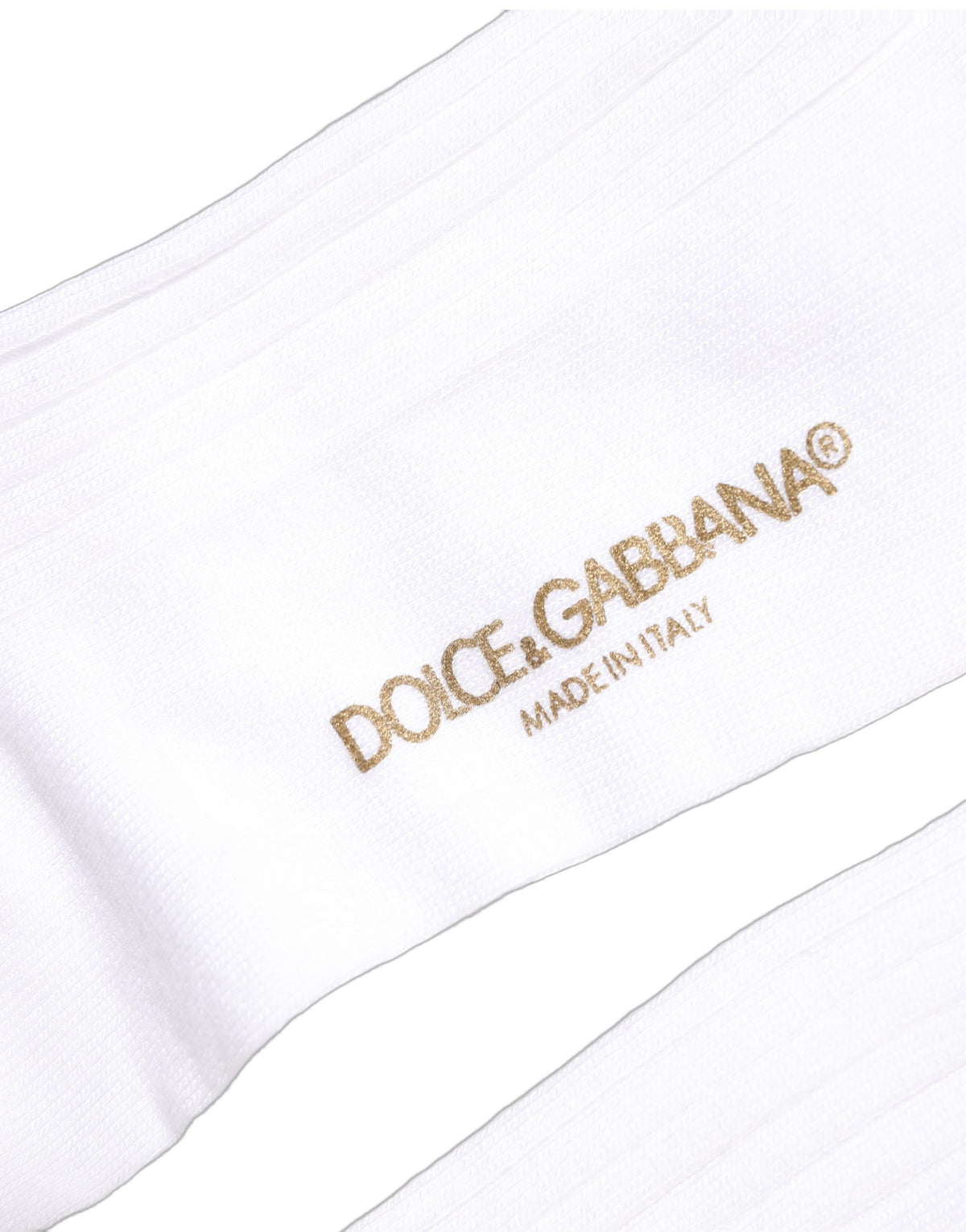 White Cotton Ribbed Logo Over The Calf Women Socks