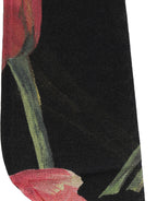 Black Pink Floral Tulip Nylon Stockings Socks
