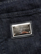 Dark Blue Relaxed Wide Leg Cotton Denim Jeans