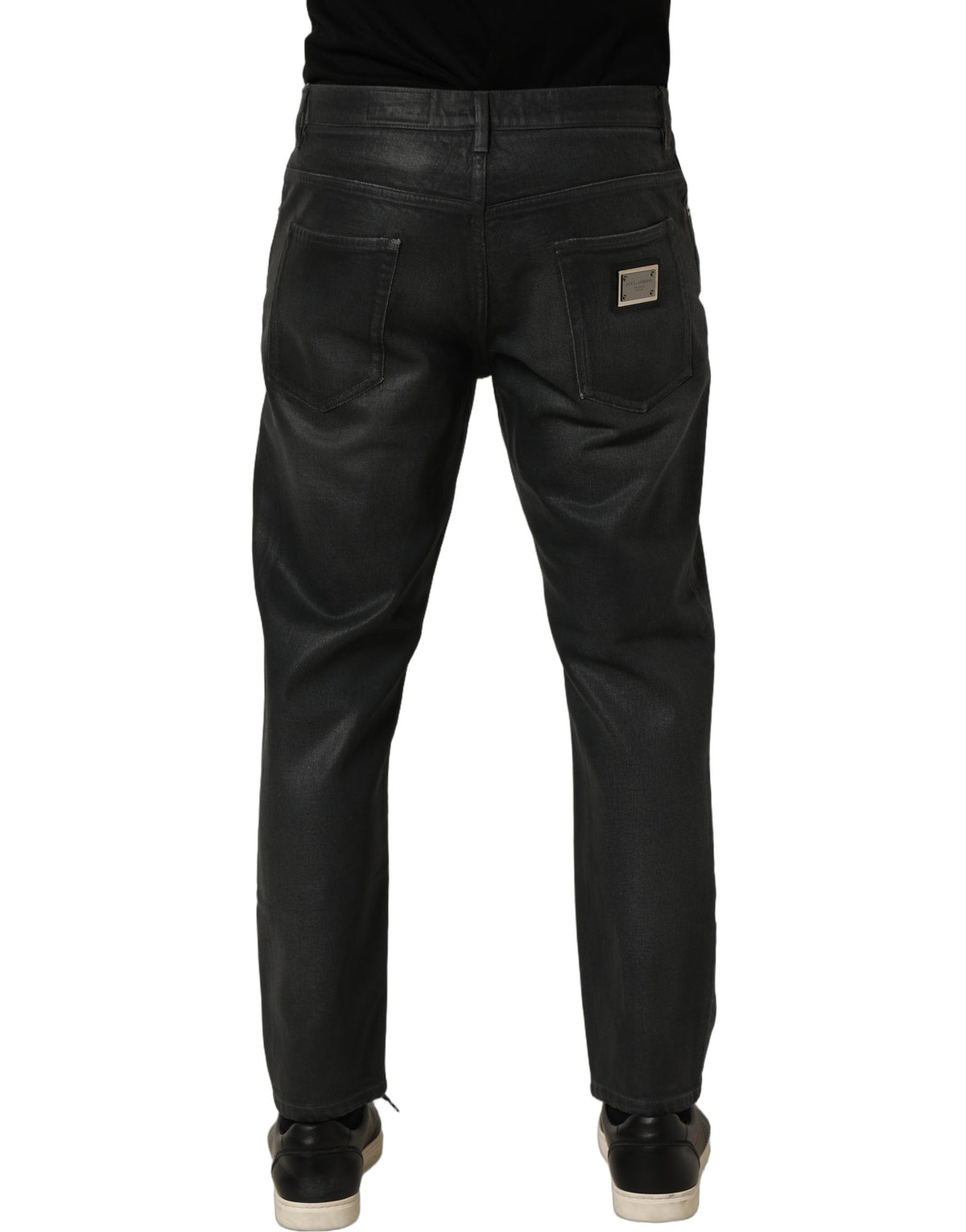 Dark Gray Cotton Loose Fit Men Denim Jeans