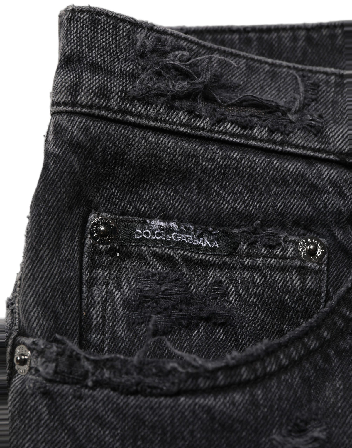 Dark Gray Cotton Ripped Men Denim Jeans