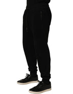 Black Cotton Logo Jogger Men Sweatpants Pants