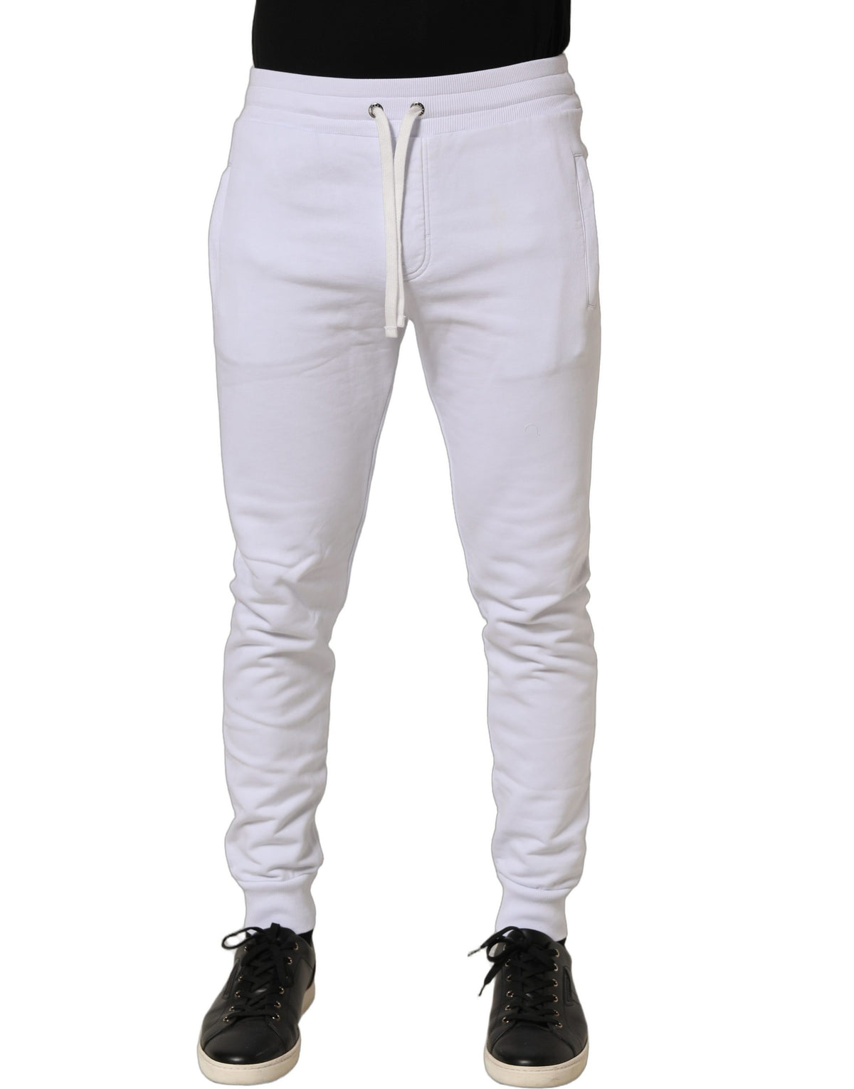 White Cotton Drawstring Jogger Trouser Pants