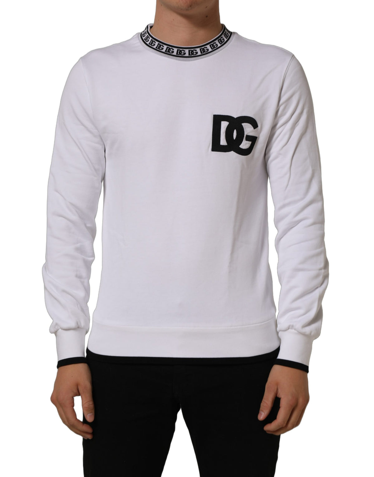 White Cotton Crew Neck Sweatshirt Sweater