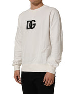 White Cotton Crew Neck Men Sweatshirt Sweater