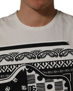White Bandana Print Cotton Crew Neck T-shirt