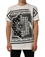 White Bandana Print Cotton Crew Neck T-shirt