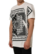 White Bandana Print Cotton Crew Neck T-shirt