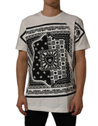 White Bandana Print Cotton CrewNeck T-shirt