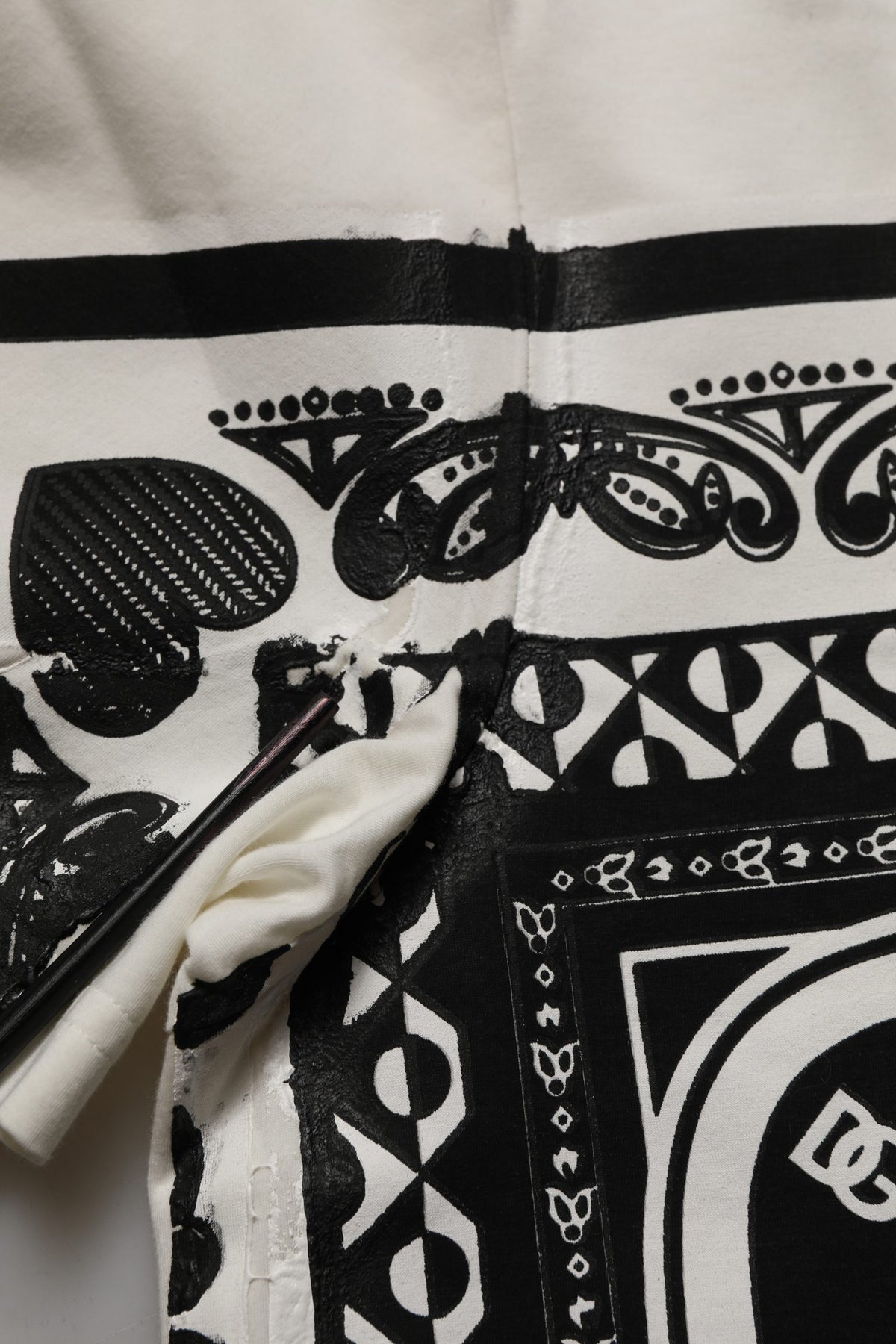 White Bandana Print Cotton Crew Neck T-shirt