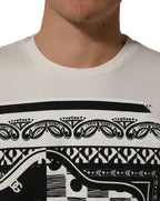 White Bandana Print Cotton Crew Neck T-shirt