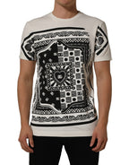 White Bandana Print Cotton Crew Neck T-shirt