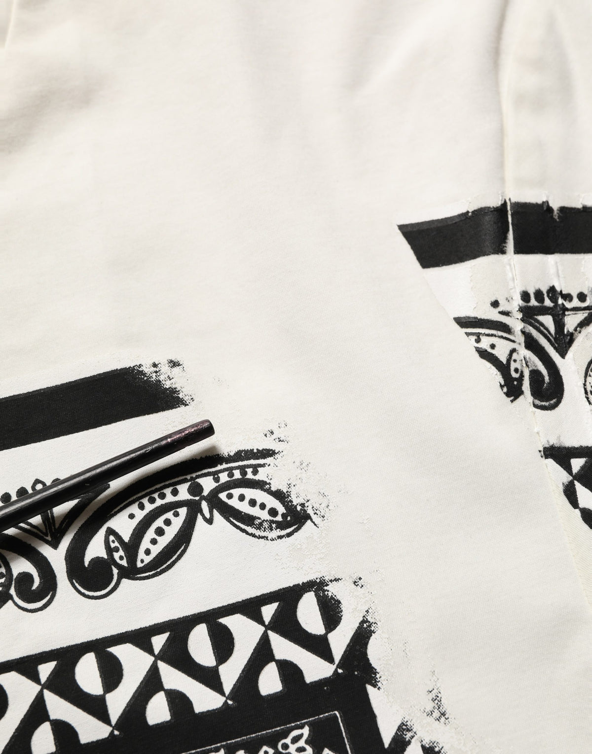 White Bandana Print Cotton Crew Neck T-shirt