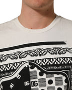 White Bandana Print Cotton Crew Neck T-shirt