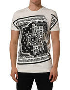 White Bandana Print Cotton Crew Neck T-shirt