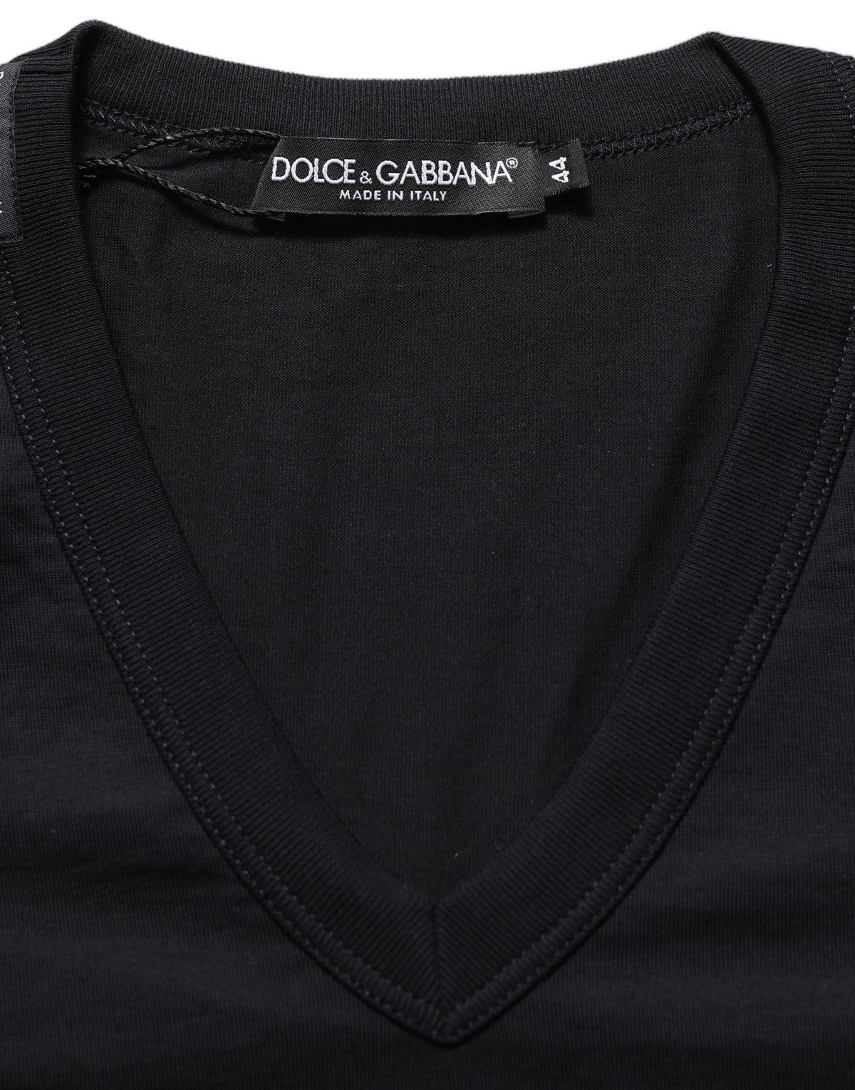 Dark Blue Cotton V-Neck Short Sleeve T-shirt