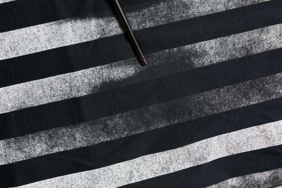 Blue Striped Print Cotton Crew Neck  T-shirt
