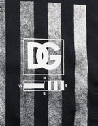 Blue Striped Print Cotton Crew Neck  T-shirt