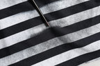 Blue Striped Print Cotton Crew Neck T-shirt