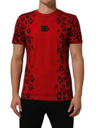 Red Leopard Print Short Sleeved Men T-shirt