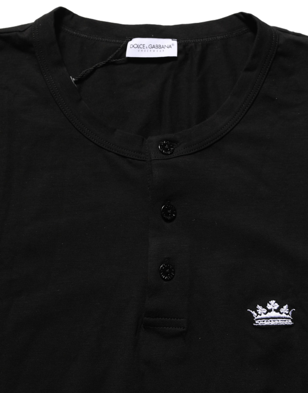 Black Crown Short Sleeved Henley Men T-shirt
