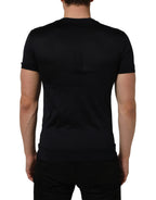 Blue Cotton Crew Neck Short Sleeve T-shirt