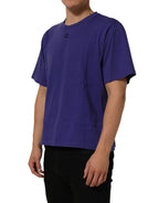 Violet Cotton Crew Neck Short Sleeve T-shirt