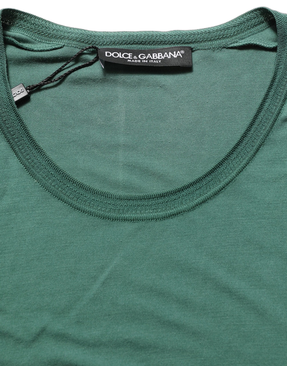 Green Silk Crew Neck Short Sleeves T-shirt