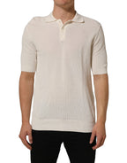 Off White Cotton Collared Men Polo T-shirt