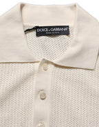 Off White Cotton Collared Men Polo T-shirt
