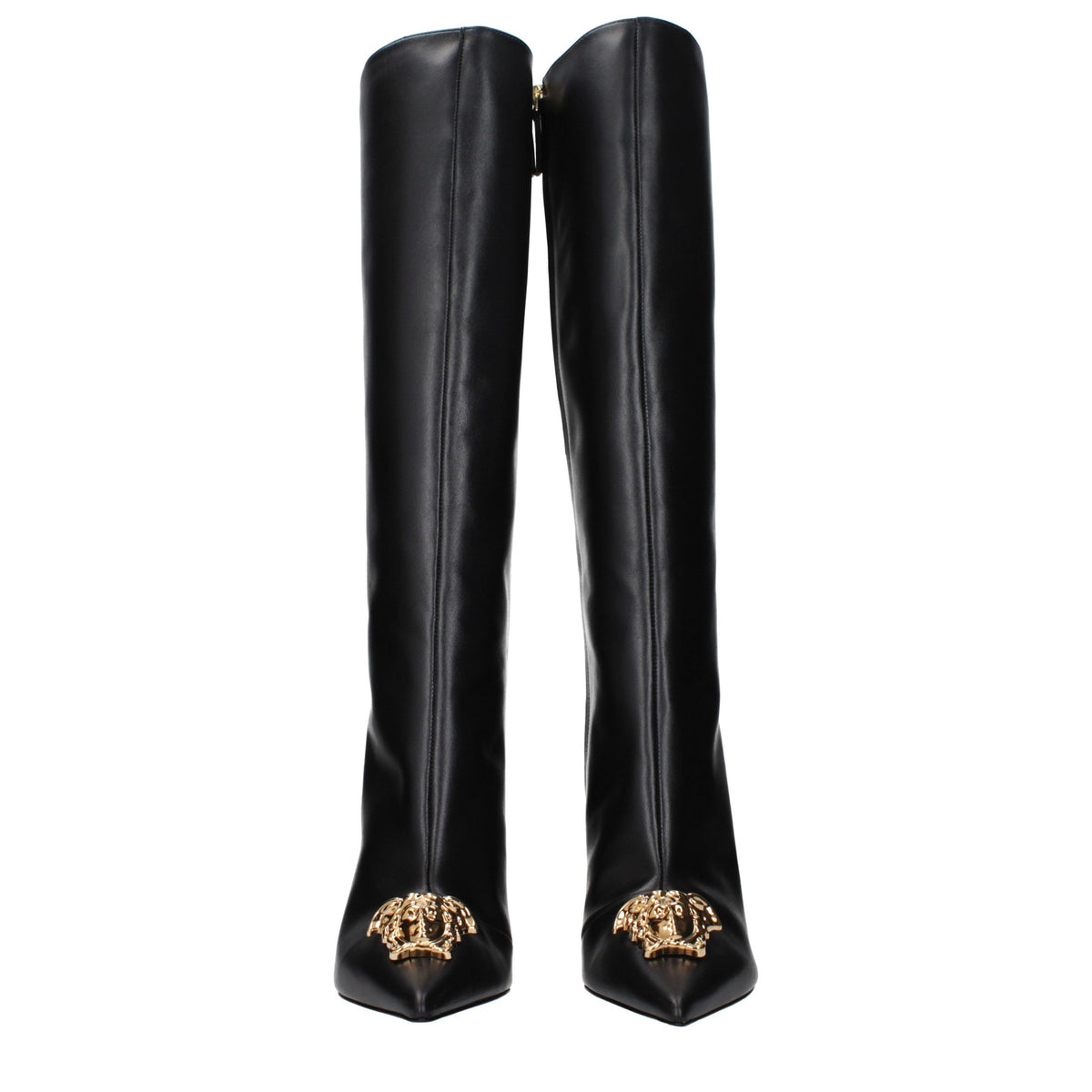 Black Leather High Heel Boots