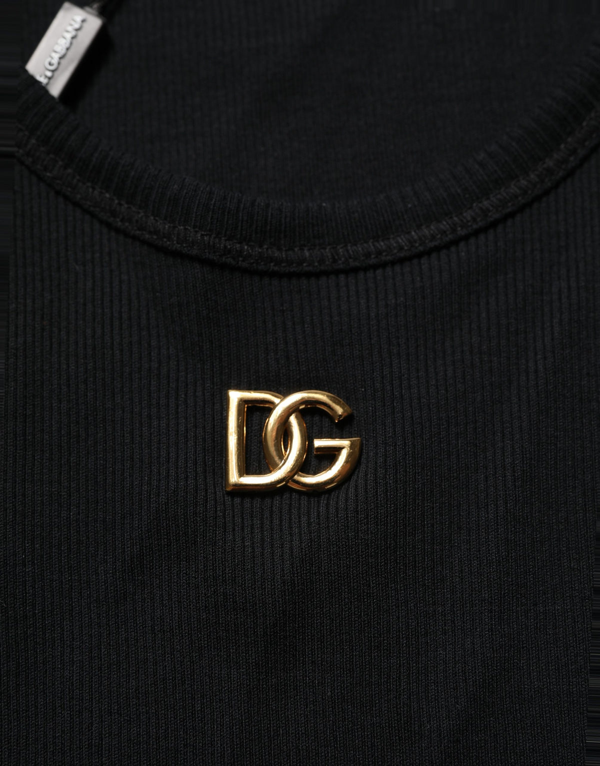 Black DG Logo Cotton Ribbed Tank Top T-shirt