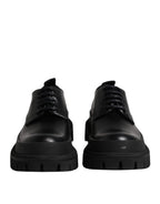 Black Leather Hi-Trekking Derby Shoes