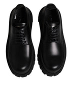 Black Leather Hi-Trekking Derby Shoes