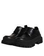 Black Leather Hi-Trekking Derby Shoes