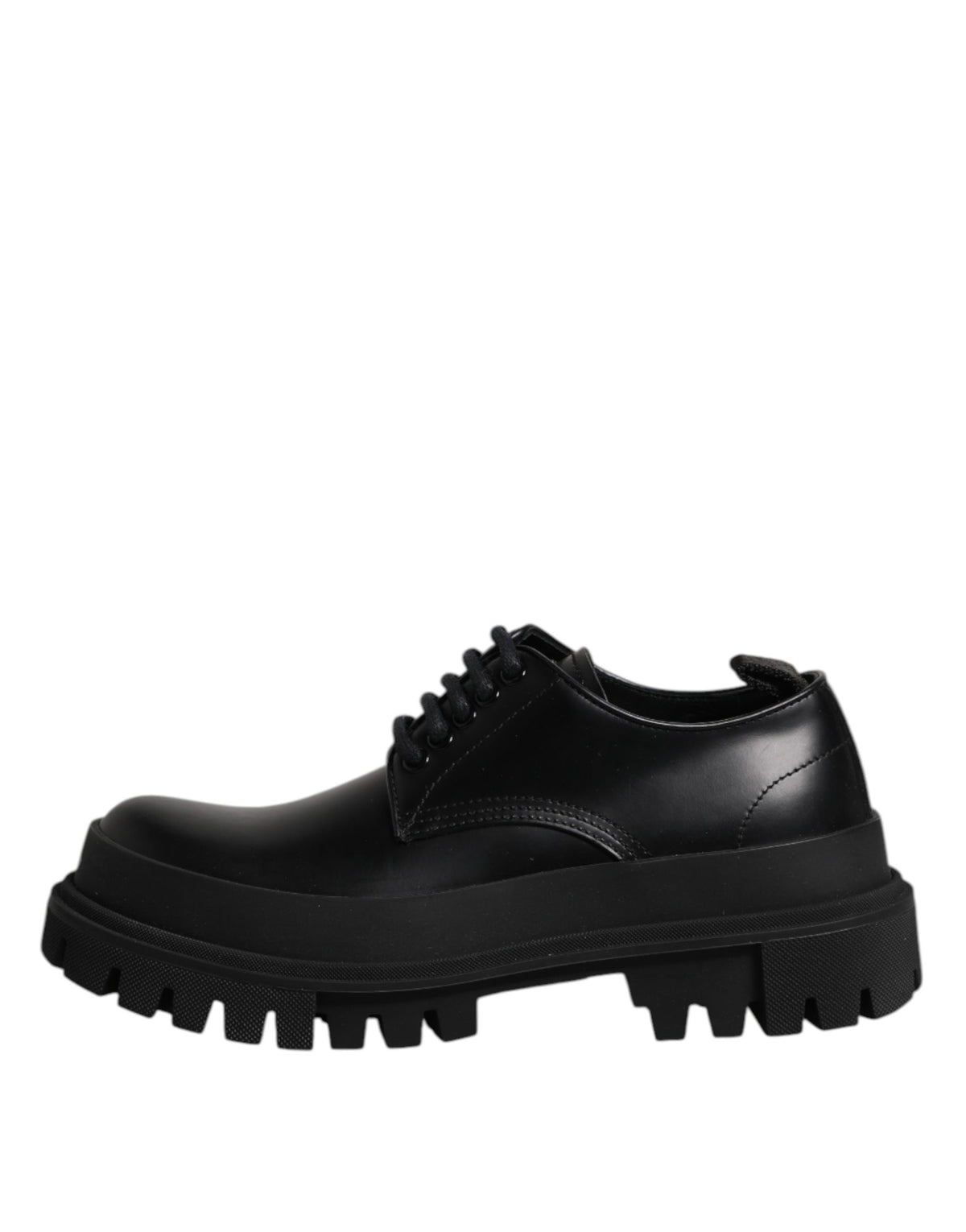 Black Leather Hi-Trekking Derby Shoes