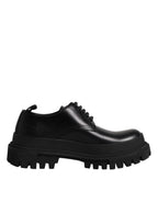 Black Leather Hi-Trekking Derby Shoes
