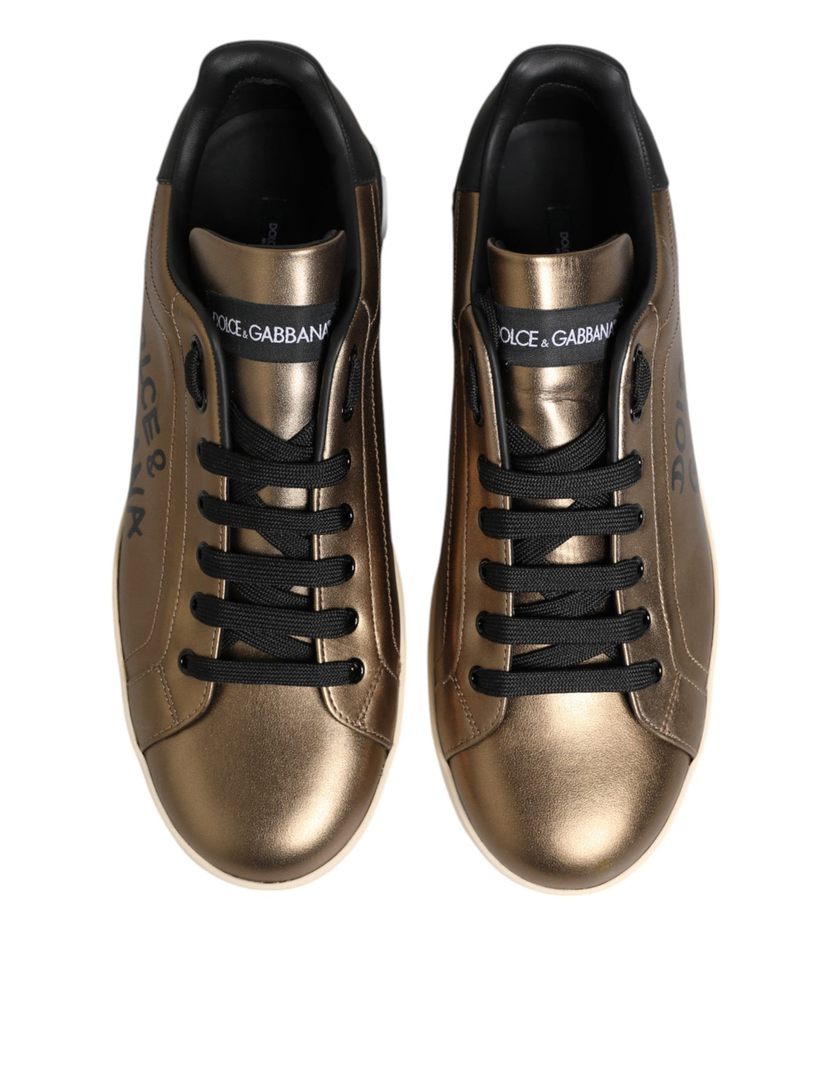 Gold Portofino Calf Leather Sneakers Shoes